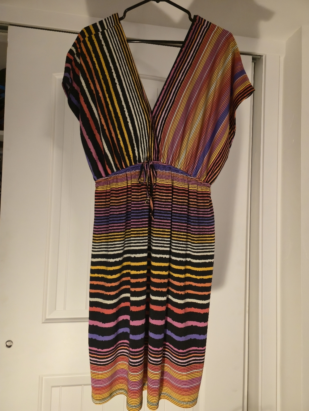 Multicolor Striped V-Neck Women’s Dress